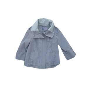 Gap Preppy Gray Jacket Pleated Back And Cowl Collard Sz Small Peplum